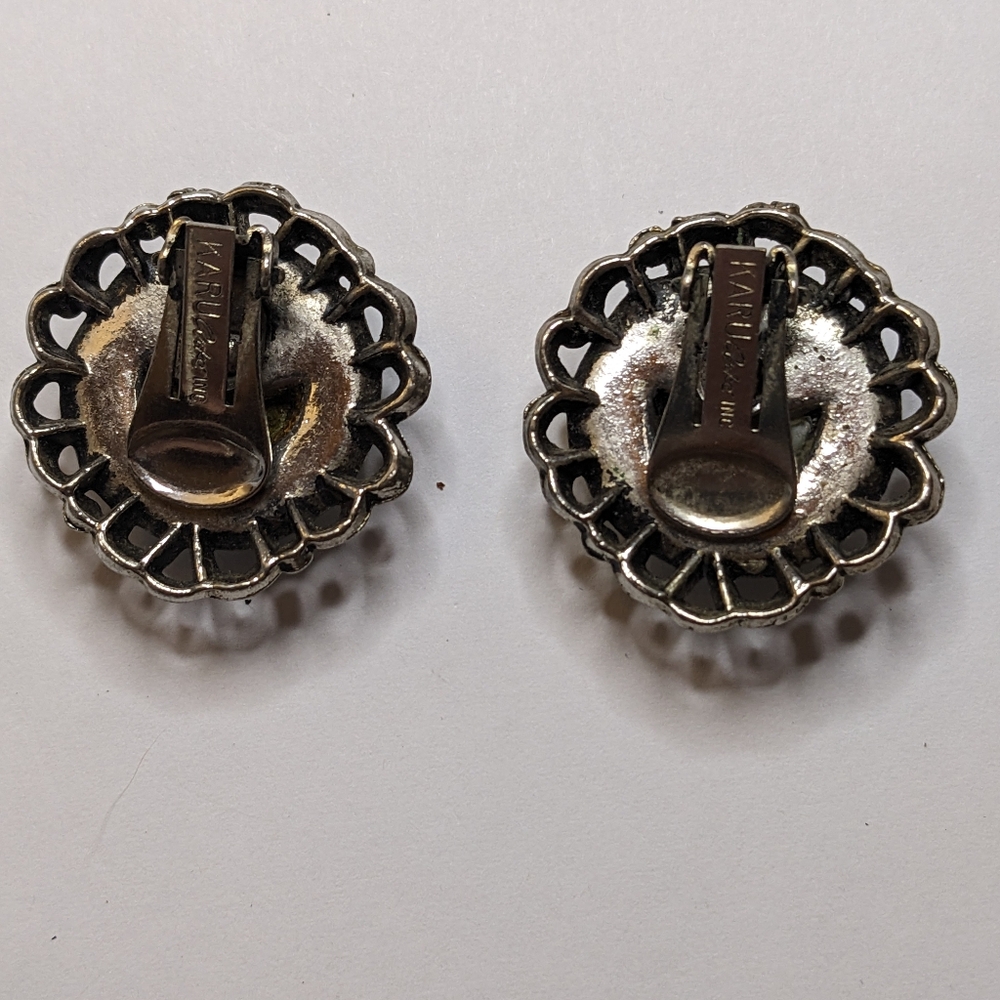 Vintage KARU Arke Inc. Faux Turquoise Clip-On Earrings - Picture 3 of 5